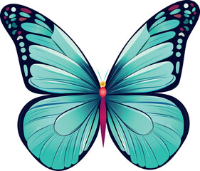 Blue butterfly realistic vector illustration.
