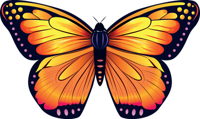 Orange butterfly realistic vector illustration. - 731658820