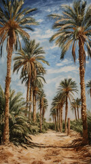 Palm trees on a sunny day in the desert