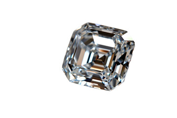 Facets of Luxury Asscher Cut Diamond on Transparent Background, PNG,