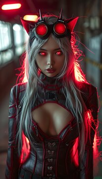 Glowing Red-Haired Vampire: A Halloween-Inspired Look Generative AI