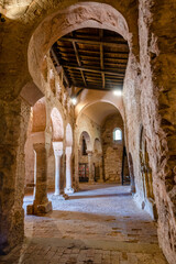 Fototapeta na wymiar Mozarabic monastery, Monasterio de Suso, San Millán de la Cogolla, La Rioja, Spain
