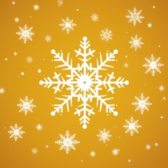 Fototapeta na wymiar Yellow christmas card with white snowflakes vector illustration 