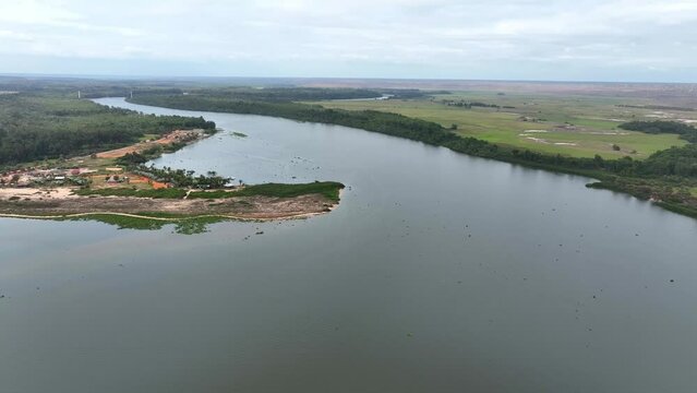 Aerial of the Cuenza River, Angola, Africa