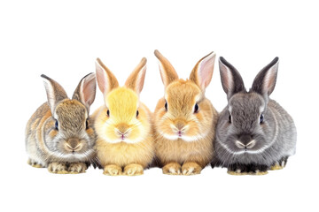 Fototapeta na wymiar Gray Skies Bunny Frolic Rabbit and Bunnies on Transparent Background, PNG,
