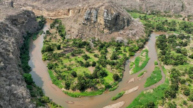 Aerial of the Cubal River, Angola, Africa