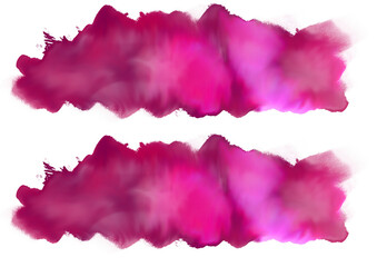 Pink Magenta mixed Watercolor paint stroke isolated on transparent background
