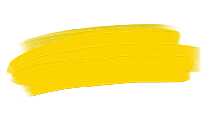 thick Yellow acrylic oil paint brush stroke on transparent png background isolated