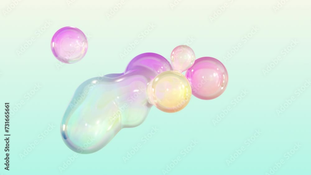 Poster metaball-animated liquid blobs that are morphing. in space, 3d abstract colorful metaballs. ultra hd
