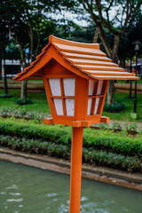 close up of the garden lights inside the miniature house.
