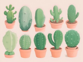 cactus collection,  cactus illustration hand drawing background 