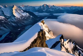 Crédence de cuisine en verre imprimé Montagnes snow covered mountains