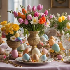 Easter background, Easter Bunny, Decorated Eggs And Easter Eggs