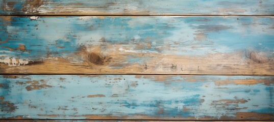 Old wood texture background. Floor surface with old painted blue paint.