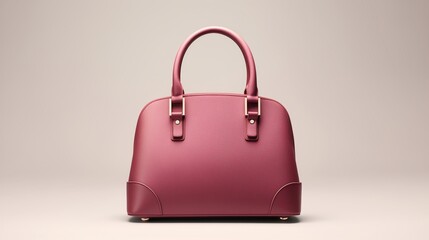 A stylish and elegant image featuring a beautiful light burgundy women's handbag, tastefully isolated on a light-colored background  - obrazy, fototapety, plakaty