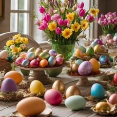 Easter background, Easter Bunny, Decorated Eggs And Easter Eggs