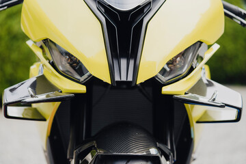 Aerodynamic flaps or wings on a modern sports motorcycle