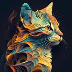 Whimsical Feline: Abstract Cat