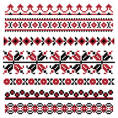 A set of Ukrainian embroidery ornaments. Vector illustration