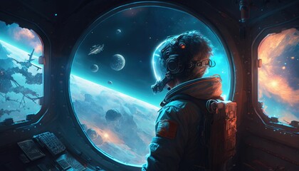 An AI generated illustration of a space traveler who goes on a distant space mission.