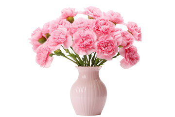 Beauty of Pink Carnations in a Vase Isolated On Transparent Background