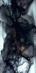 AI generated illustration of Black Smoke with Golden Liquid Shapes