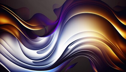 AI generated illustration of Fluid Twisted Shapes in Purple, Yellow, and Blue - Abstract Painting.