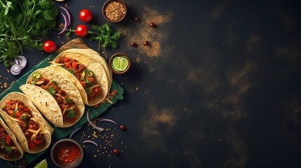 Mexican taco, tacos, banner Generative ai