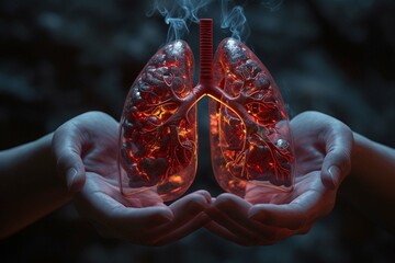 Hands holding anatomy lung, world tuberculosis tb day, world no tobacco day, lung cancer,COPD, organ donation concept