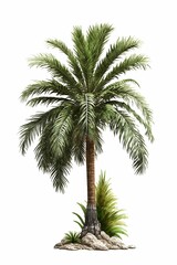 3D rendered palm tree isolated on a white background.