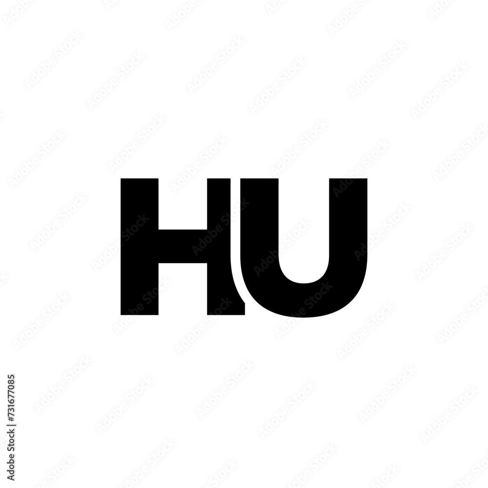 Poster letter h and u, hu logo design template. minimal monogram initial based logotype.