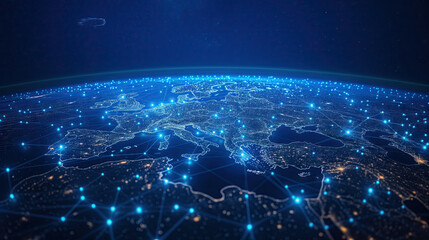 Global network connection over the world map. Celestial Connections. 3D rendering and illustration. High quality illustration