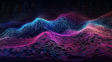 AI generated illustration of a dynamic, abstract pattern composed of purple and blue scales - obrazy, fototapety, plakaty