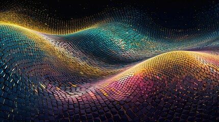 AI generated illustration of a dynamic, abstract pattern composed of scales