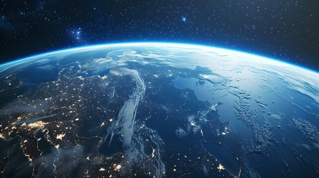 Stunning ai-generated view of earth from space, showcasing its natural beauty, perfect for education and backgrounds. AI