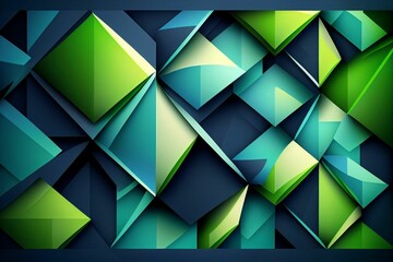 AI generated illustration of An Abstract Geometric Background Blue and Green Colors