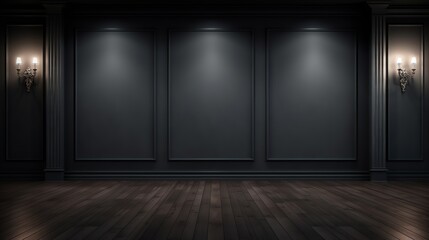 Empty dark room with spotlights