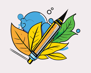 illustration of pen, brush, pencil, symbol of creativity. vector isolated on white background. design for poster, banner, web, social media. ai generative design