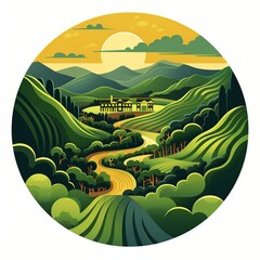 Napa Valley Vineyards Abstract Illustration

