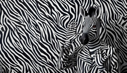 Zebra Mask and Black and White Striped Suit with copyspace background