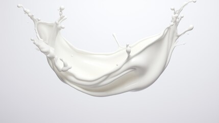 A visually striking image capturing a dynamic splash of milk or cream, meticulously cut out against a clean white background 