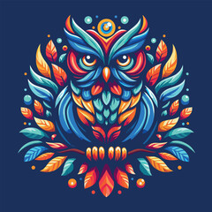 Vector colorful bird owl mascots logo design illustration modern style, Generative Ai
