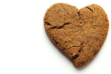 Heart-shaped slice of rye bread on white background, top view. - Powered by Adobe