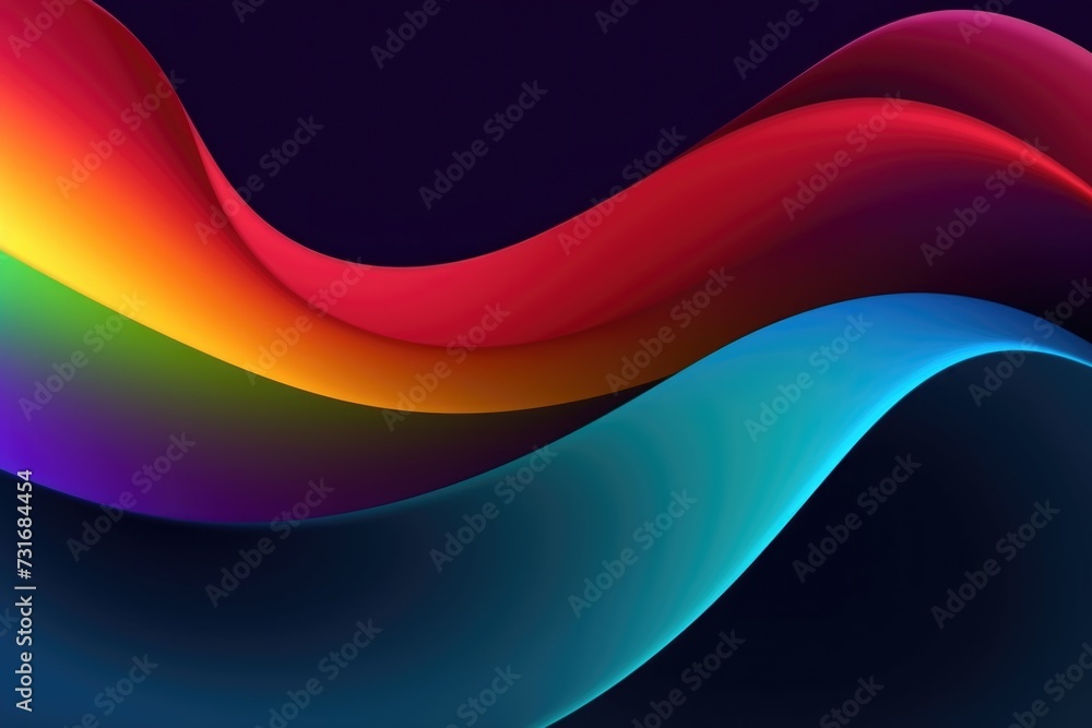 Poster dark gradient wave background with vibrant colors and copy space.