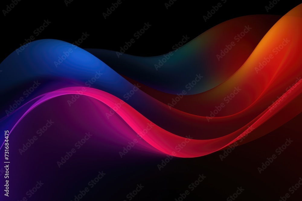Poster dark gradient wave background with vibrant colors and copy space.