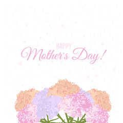 Delicate carnations against a background of lightness and warmth, a card illustration that embodies the love and appreciation for the most dear mom