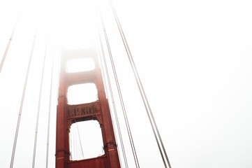 Low-angle shot of the Golden gate bridge in San Francisco, USA