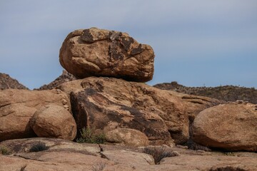Fototapeta na wymiar Beautiful shot of huge rocks in Joshua Tree National Park in California