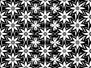 Fototapeta premium Black and White Seamless Floral Pattern Wallpaper
