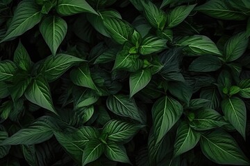 Fototapeta na wymiar Green leaves in garden, beauty houseplant, nature abstract background